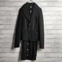 コムデギャルソン レイヤード テーラードジャケット ロングシャツ ポリ縮絨 黒