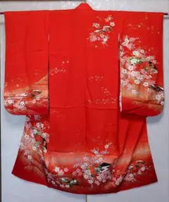 手縫最高級新品正絹産着京友禅手描き美術、特撰本金、祝い四季花車古典