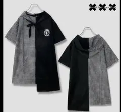 NieR 変型TWO-TONE LONG SHIRT【リボン付き】