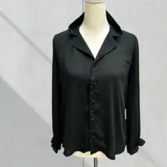GRL 黒 透け感 春 長袖ブラウス シアーシャツ風 羽織り 大人カッコいい M