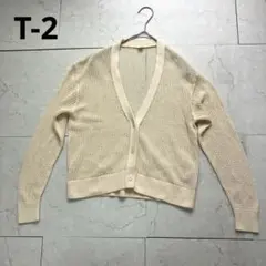【美品】ユニクロ メッシュショートカーディガン S アイボリー 長袖のサムネイル