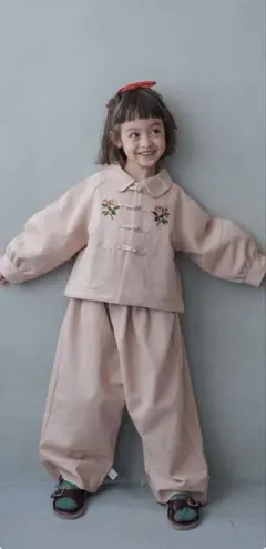 softcheese チャイナジャケット・パンツ　セットアップ　ピンク 120