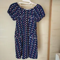 anyfam 半袖ワンピース りんご柄　ネイビー　130
