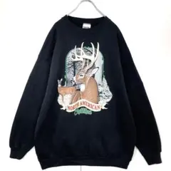 90sタルテックスTULTEXアニマルスウェットトレーナー鹿deerヴィンテージ