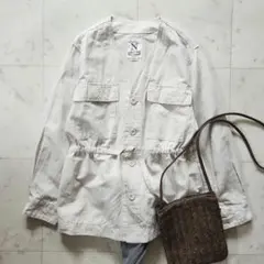 美品 RNA コットンリネン 麻混 ミリタリージャケット 羽織 ナチュラル 生成
