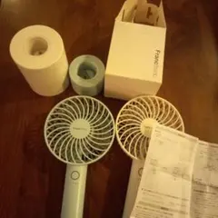 Francfranc ハンディファン 水色 と白色2本セット　充電スタンド付き