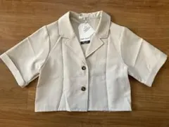 CHIP CLIP 半袖シャツ　クロップド丈　M 薄いベージュ
