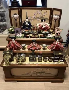 三段飾り 雛人形 木製収納飾り 桜柄のサムネイル