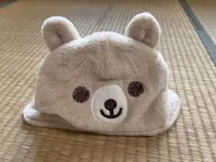 クマの顔デザイン ベビー帽子 ベージュ