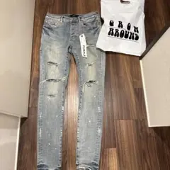 퍼플 브랜드 P001 스키니 데님 데미지 피니쉬 정품