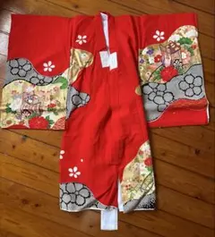 新品 四つ身 紅一点 180 赤 着物 こども 7歳 絹 - メルカリ