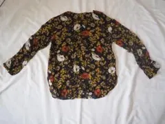 THEORYセオリー トップス ブラウス長袖 シアーリボン 総花柄シルク100%