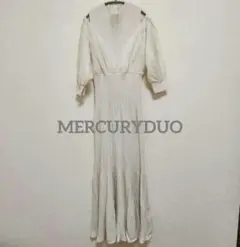 美品　MERCURYDUO 異素材ドッキングフレアニットワンピース　M