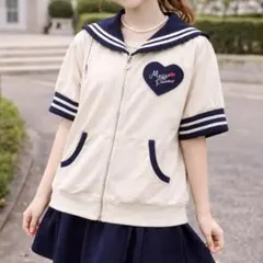 【美品】メゾピアノ セーラー襟 パーカー 150 Y2K 人気 アイボリー 紺