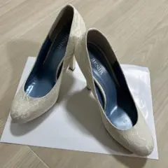 BENIR 結婚式 ホワイトレース ハイヒールパンプス　　23cm