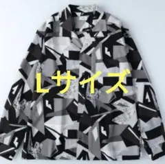 Right-on　PLUS ONE　総柄シャツ　Lサイズ　プラスワン モノトーンのサムネイル