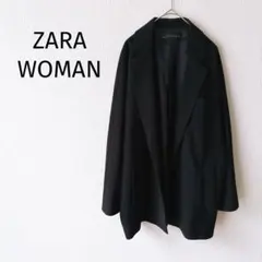 【ザラウーマン】テーラードジャケット M 黒 シンプル ボタンレス スペイン製