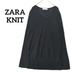 ザラ ZARA KNIT 長袖ニット Vネック Mサイズ ブラック 薄手