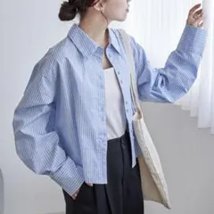 ディスコート　ストライプクロップドシャツ　定価5,940円
