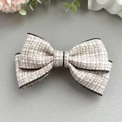 【オーダーメイド品】選べるカラーツイード風シンプルリボンバレッタ等