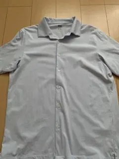 エアリズムコットンフルオープンポロシャツ　ライトブルー