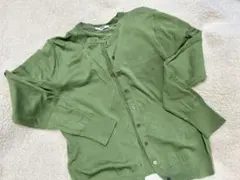 ユニクロUNIQLO/メリノクルーネックカーディガン/グリーン/サイズL