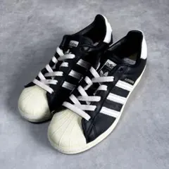 adidas SUPERSTAR 黒×白 レザー ヴィンテージ加工 24cm