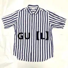 GU リネンブレンド半袖シャツ　314378 ストライプ　サイズLのサムネイル