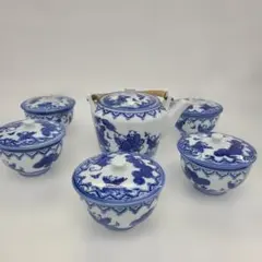 現状品】古伊万里 茶碗 蓋付き椀 染付 花蝶柄 レトロ アンティーク 10