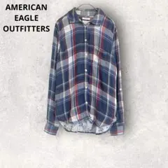 アメリカンイーグルアウトフィッターズ　チェック柄長袖シャツ　ブラウス　XXS 綿