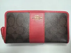 COACH コーチ 長財布 シグネチャー ブラウン×レッド F54630