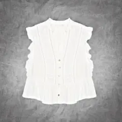 ZARA フリル刺繍シャツ XS