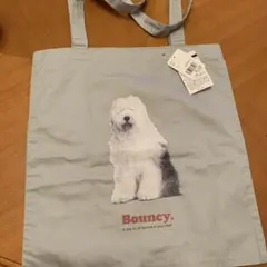 Bouncy. 犬イラスト トートバッグ グレイ　ブルーブルーエ