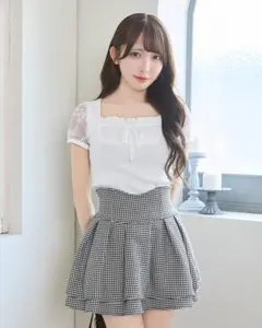 ミシェルマカロン 美脚スカート 千鳥柄 M