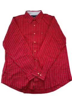 美品　トミーヒルフィガー 赤チェック 長袖シャツ L