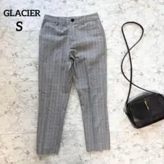 【GLACIER】グラシア チェック柄テーパードパンツ センタープレス 通勤 S