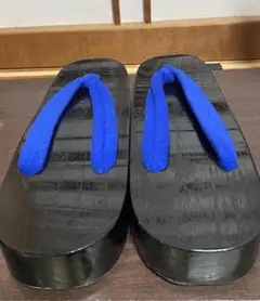 青の木製下駄　24cm