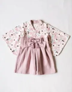 mocmof袴ロンパース サイズ80 ピンク花柄