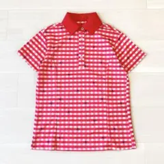 クランク レディース 半袖ポロシャツ S ゴルフ ピンク チェック 美品のサムネイル