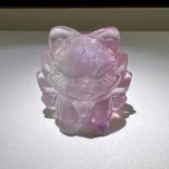 天然石水晶の九尾狐置物彫物NO.090110