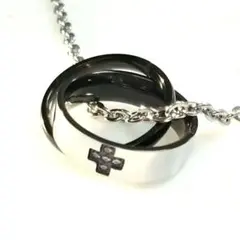 未使用　金属アレルギー対応　ダブルリング　ネックレス サージカルステンレス