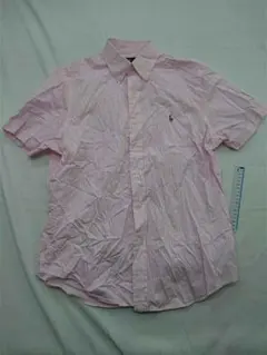 ■ラルフローレン クラシックフィット 半袖ストライプシャツ ピンク系 メンズ M