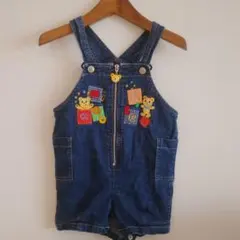 ミキハウスデニムロンパース カラフル刺繍付き