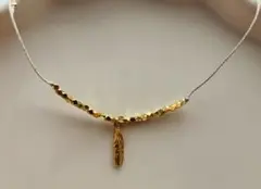 【ハンドメイド】羽根 フェザー　チャーム アンクレット(シルバー)