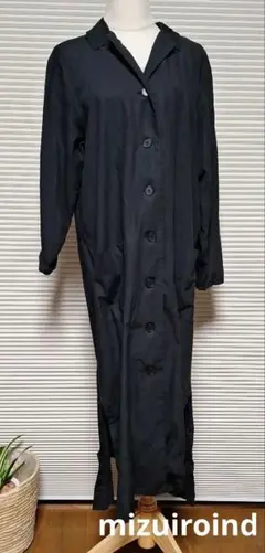 mizuiroindブラック ボタン付き ロングシャツ　ワンピース
