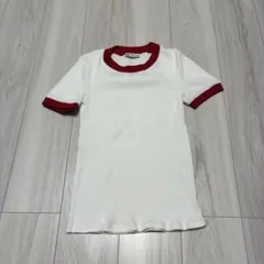 ZARA リンガーTシャツ ホワイト×レッドのサムネイル