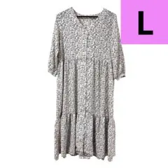 ⭐️可愛い⭐️【GLACIER】花柄 3/4袖 ワンピース Lサイズ