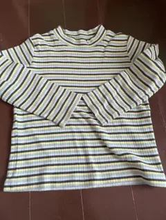 ストライプ ハイネック 長袖カットソー