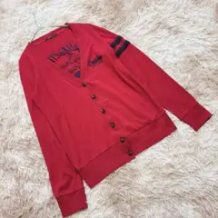 one way ワンウェイ （M）赤 カーディガン ロゴ刺繍 春 Vネックのサムネイル