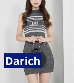 ダーリッチ　Darich ワンピース　パイルロゴボーダーニットミニワンピース